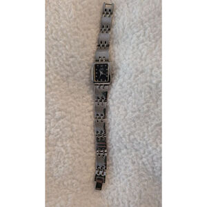 Vintage Y2K Anne Klein II Women’s Silver Tone Watch Black Dial | Needs battery